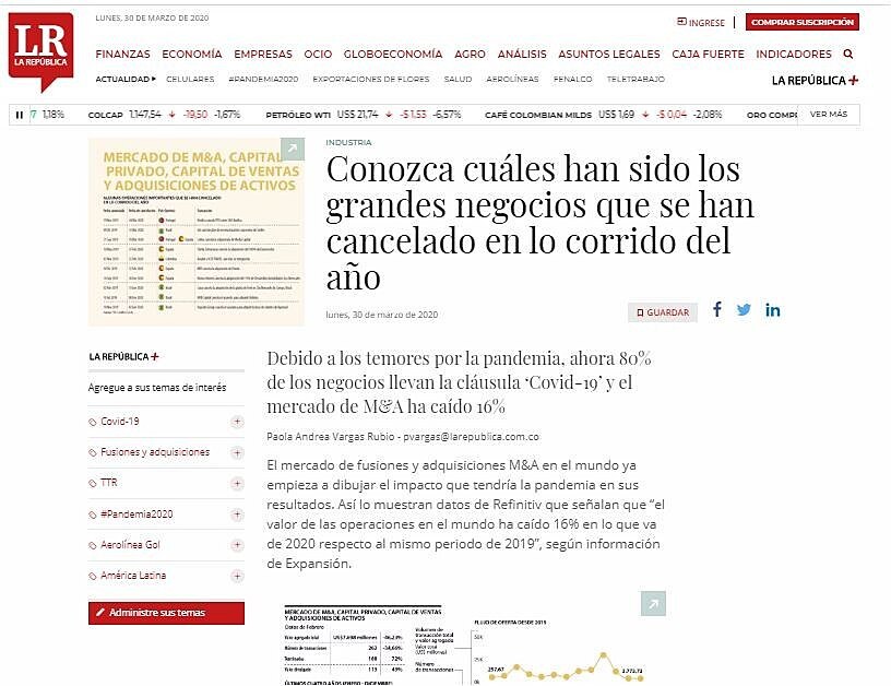 Conozca cules han sido los grandes negocios que se han cancelado en lo corrido del ao